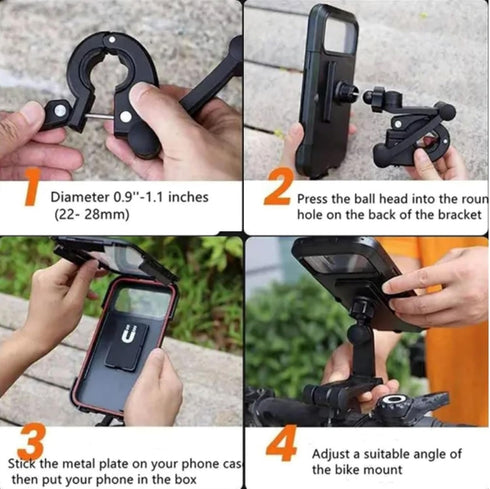 Universal Waterproof Bike Phone HolderUltraThin,360° Rotatable Touch Screen Protector iPhone,Pro Max,XS,Suitable for Smartphones Up to 6.8" Ideal ...