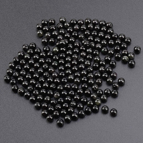 LPBeads 200Pcs Polished 6mm Round Natural Black Obsidian Gemstone Loose Beads with Stretch Cord for Jewelry Making Bracelets...
