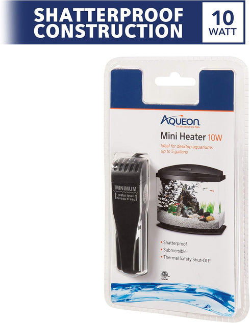 Aqueon Small Aquarium Fish Tank Submersible Mini Flat Heater Up to 5 Gallon Aquariums, 10 Watts...