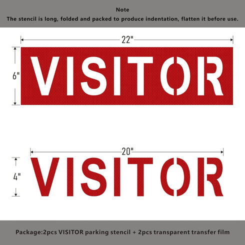 2 Pieces Visitor Parking Stencils with Self-Adhesive,4 Inch Visitor Pavement Marking Letter Sticker Stencil,6" x 22" Visitor Sign Spray Painting S...