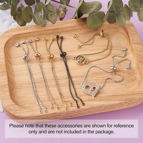 FASHEWELRY 16Pcs Adjustable Slider Bracelet with Ball Ends Slider Extender Chains with Rhinestone Ends for DIY Bracelet Jewelry Making...