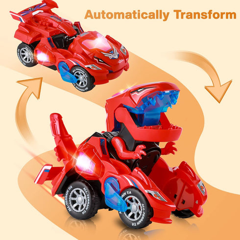 Dinosaur Toys for Kids 3-5: Transforming Dinosaur Car Toy with Light Music for Toddlers 1 2 3 4 5 Year Old Boys Girls - Dino Transformer Toys Cars...