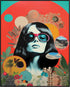 Posterizer 1 pcs-beach vibes sunset collage with vintage woman-Retro Art-Abstract & Modern Art-Gift for Art Lovers- UNFRAMED Wall Art...