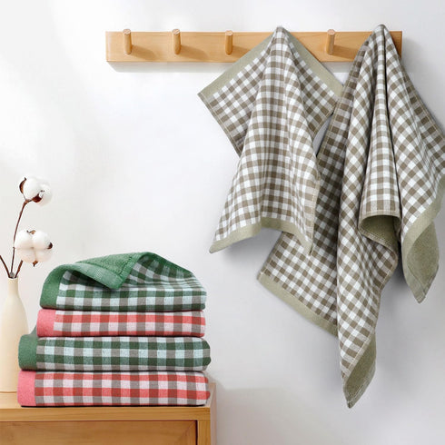 Beige Kitchen Hand Towels and Dish Cloths set of 6, Reversible Muslin and Terry Loops Designfor Washing Dishes, Absorbing Spills and Cleaning Surf...
