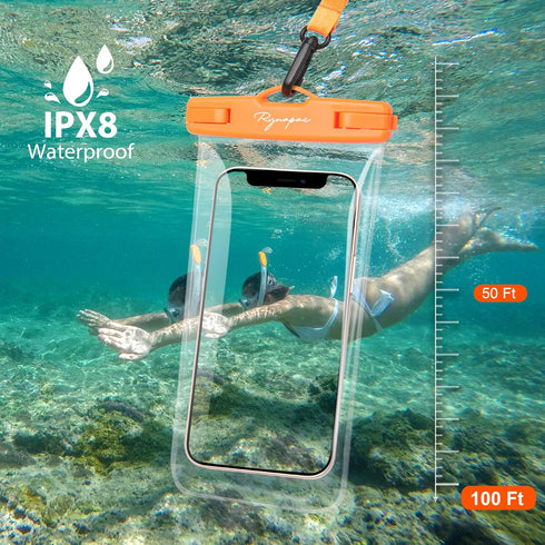 Waterproof Phone Pouch Bag - 7.5in Water Proof Cell Phone Case for Beach Travel Must Haves, IPX8 Dry Bag with Lanyard for iPhone 16 15 Pro Max Gal...