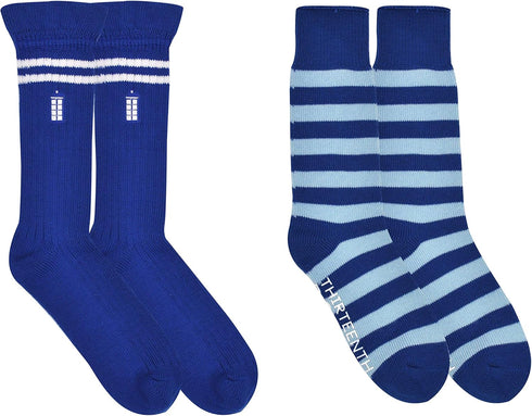 Doctor Who 13th Doctor Socks Merchandise (2 Pair) - (Women) 13th Dr Who Gifts Tardis Crew Socks - Fits Shoe Size: 4-10 (Ladies)...
