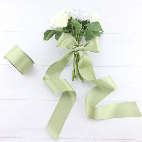 Sage Green Ribbon Double Face Satin Ribbon 2 Inch Moss Ribbon for Wedding Bridal Bouquet Baby Shower Party Decorations - 25Yards...
