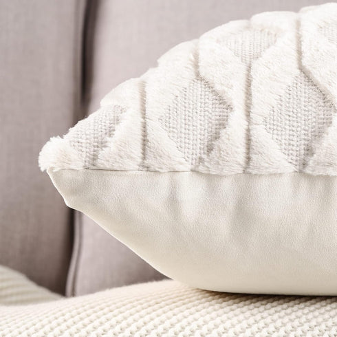 MADIZZ Set of 2 Soft Plush Short Wool Velvet Decorative Throw Pillow Covers 12x12 inch Beige Square Luxury Style Cushion Cases Pillow Shell for So...