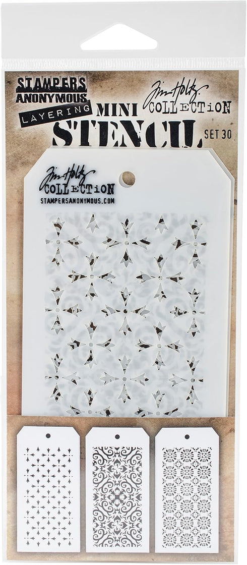 Stampers Anonymous THMST030 Tim Holtz Mini Layered Stencil 3/Pkg-Set #30...