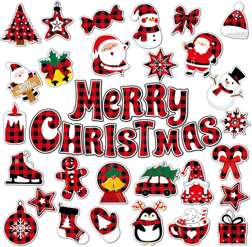36 Pieces Christmas Magnets Merry Christmas Refrigerator Magnetic Santa Claus Fridge Magnet Stickers Happy Holiday Decoration for Car Mailbox Lock...