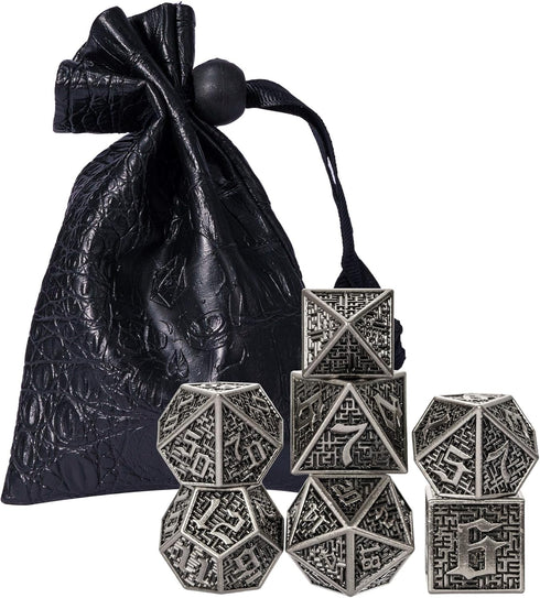 UDIXI Metal DND Dice 7PCS Polyhedral Dice Set D&D Metal MTG Dice Ancient Silver for RPG Dungeons and Dragons Role Playing Games...