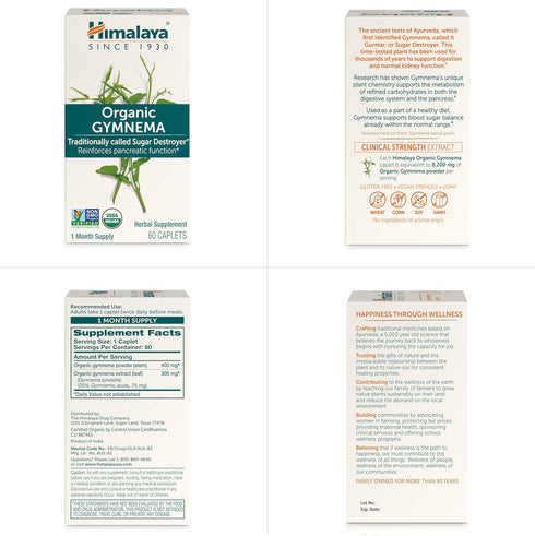 Himalaya Organic Gymnema Sylvestre Herbal Supplement USDA Certified Organic, Non-GMO, 700 mg, 60 Plant-Based Caplets...