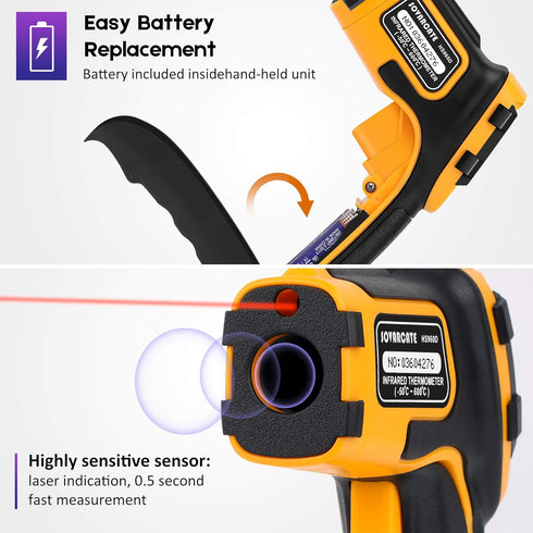 Infrared Thermometer Non-Contact Digital Laser Temperature Gun -58??1112?(-50??600?) Adjustable Emissivity IR Temp Gun - for Cooking, BBQ, Food, F...