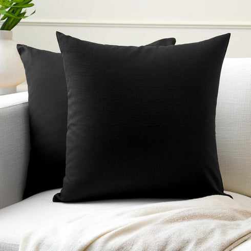 Encasa XO Throw Pillow Covers 16x16 in Set of 2 Jet Black | No Inserts | Cotton Pillow Covers for Living Room, Bed, Sofa, Couch | Decorative Cushi...