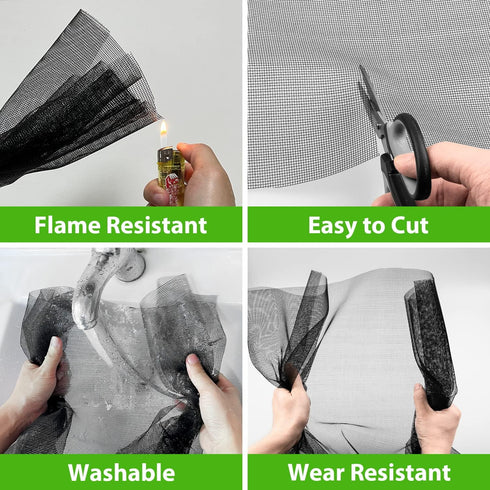 Replacement Window Screens, 48X118 Inch Durable Window Screen Mesh for Patio Porch Door Windows, DIY Adjustable Fiberglass Screen Repair Kit Slidi...