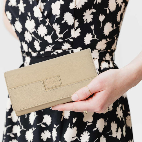 SKYLE Ladies Purse Handbag (Taupe), Pure Leather Small Wallet for Women, RFID Wallet Women for Card & Cash, Clutch Purse with Phone Wallet, Cosmet...