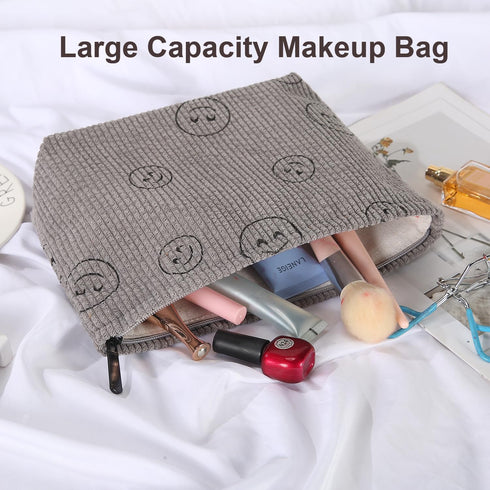 Cosmetic bag Makeup bag Preppy Cute Corduroy Toiletry bag for women travel essentials (greygrey)...