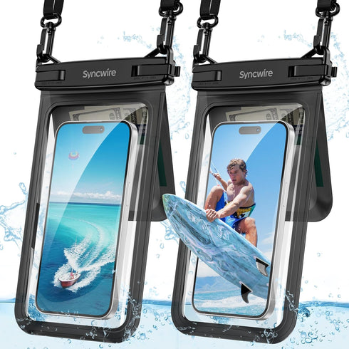 SYNCWIRE Waterproof Phone Case, 2-Pack IPX8 Double Space Waterproof Phone Pouch for iPhone 15 14 13 12 Pro Max XR X SE 2022 8 Samsung S24 S23 S22 ...