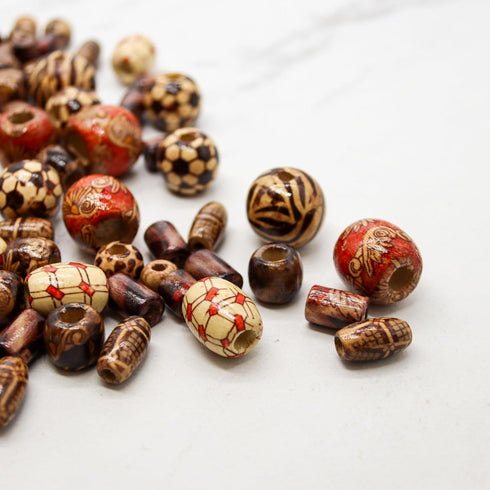 Fun-Weevz 500 PCS Wooden Beads for Jewelry Making Adults, Painted Assorted African, Macrame Supplies, Craft Wood for Bracelets & Necklace, Large &...