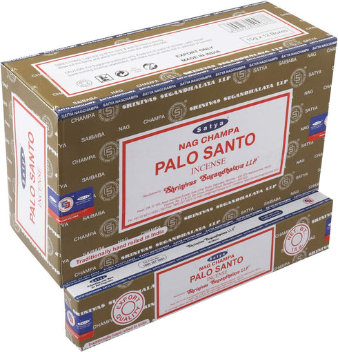 Satya Nag Champa - Palo Santo Incense Sticks | 12 Packs X 15 Grams | Box Of 180 Grams | Export Quality...