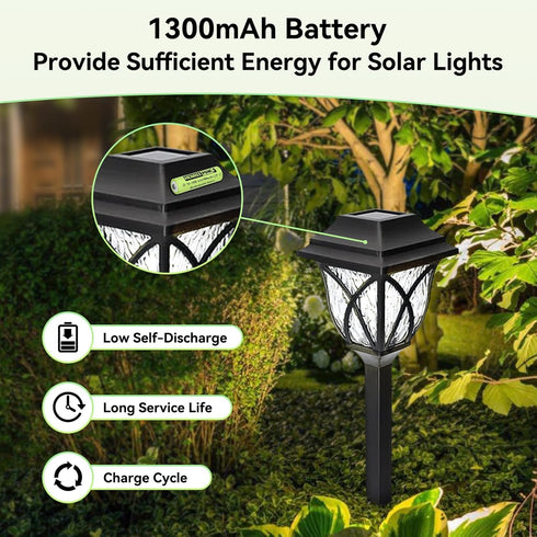 Henreepow AA Ni-MH Rechargeable Batteries, Double A 1.2V 1300mAh High Capacity Pre-Charged Solar Batteries, Perfect for Solar Garden Lights,Landsc...