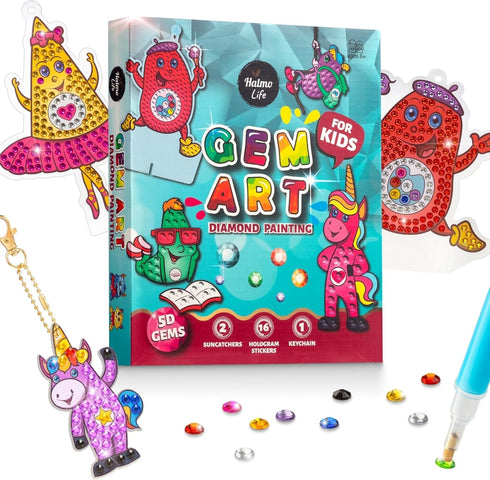 Halmolife Big Gem Diamond Painting Kits -Stickers, keychain & Suncatcher DIY Kit - Diamond Art for kids - Arts and Crafts for Girls and Boys Ages ...