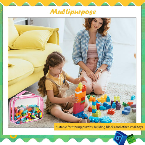 Sanwuta 3 Packs Toy Storage Bags with Zipper, Clear PVC Organizing Bags, Waterproof Toy Bags for Board Games, Building Blocks, Toys and Kids Books...