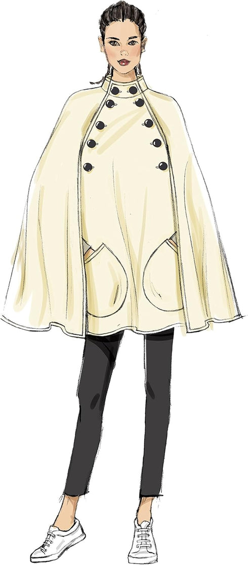 Vogue V9288 Easy to Sew Women's Collared Cape with Belt Sewing Pattern, Sizes L-XXL...