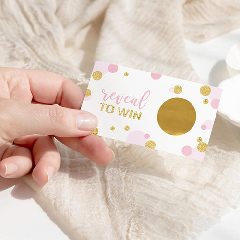 Pink & Gold Scratch Off Game Cards (28 Pack) - Fun Bridal Shower Games, Modern Wedding Activities, Lottery Tickets for Door Prizes, Raffle Drawing...