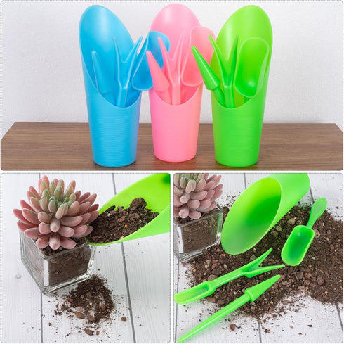 12pcs Garden Shovel Hand Tools Transplanting Succulent Cultivation Digging Scoops Kits Plastic for Flower Planting Bonsai Potting Soil Indoor(Pink...
