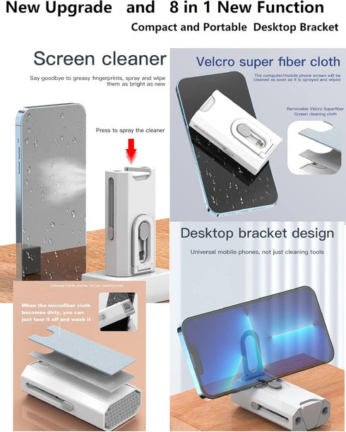 Laptop Phone Screen Keyboard Airpod Cleaner Kit for iPod iPad MacBook Tablet Computer Airpods Pro Earbuds Cleaning Tool Cell Phone Stand for Offic...