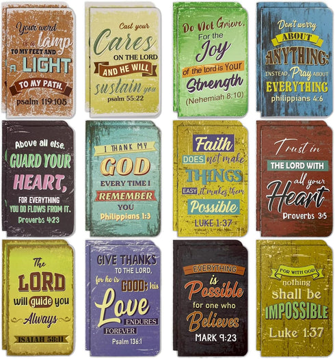24 Pieces Bible Verse Notebook Religious Motivational Notepads Colorful Rustic Small Pocket Journal Inspirational Notepads Christian Notebooks for...