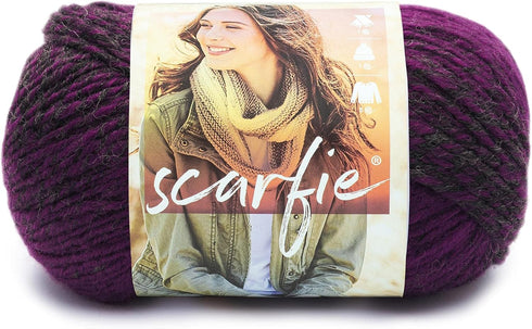 Lion Brand Yarn (1 Skein) Scarfie Bulky Yarn, Charcoal/Magenta...