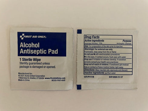 First Aid Only 12-110 Alcohol Wipes, Individually Wrapped, 100 Per Box......