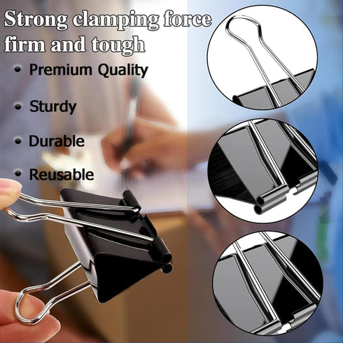 1/4-inch (32mm) Paper Holding Binder Clips Paper Clips for Notes Letter, Papers Binder Clamps use Office, Home, School, Institutions, Paper Holdin...
