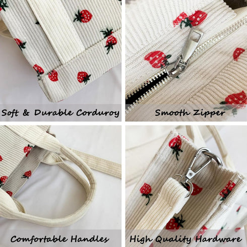 Corduroy Tote Bag Small Crossbody Bag Purse for Women Zipper Closure Shoulder Bag Satchel Bag Casual Hobo Handbag...