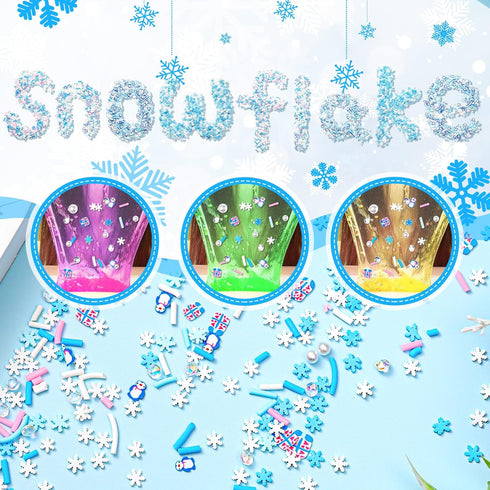 250 Grams Snowflake Fake Snowman Sprinkles Tiny Polymer Clay Embellishments Snowflake Polymer Clay Slices Soft Clay DIY Decoration for Resin Nail ...