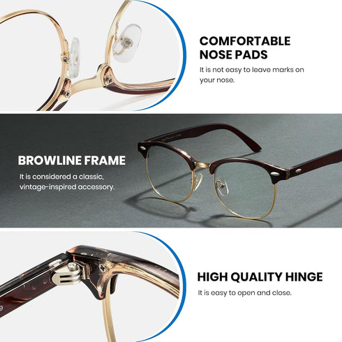 Cyxus Blue Light Glasses Men Retro Semi Rimless Clear Blue Light Glasses for Computer Eye Strain Gaming Glasses Anti Harmful Blue Light for Men Wo...