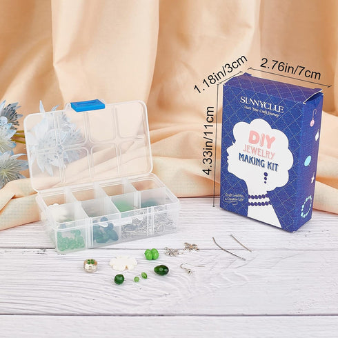 SUNNYCLUE 1 Box DIY 10 Pairs St Patrick's Day Earring Making Kit Green Theme Earrings Four-Leaf C Shamrock Peandant Charms Crystal Beads for Earri...