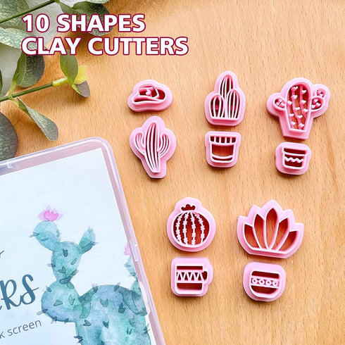 KEOKER Clay Cutters for Polymer Clay Jewelry, Cactus Polymer Clay Cutters for Earrings jewelry Making, 10 Shapes Potted Plant Clay Earrings Cutter...