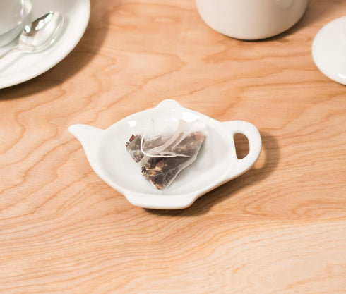 HIC Kitchen Tea Bag Holder Caddy, Fine White Porcelain, Teapot Design...