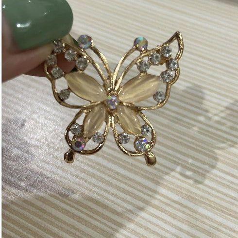 Women's Rhinestone Crystal Butterfly Brooch Pins Elegant Insect Scarf Shawl Corsage Clothing Accessories(Gold), 0.3527 Ounce...
