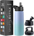 FineDine Triple Walled, Insulated Water Bottles with Straw - 25 Oz Stainless Steel Metal Bottle W/ 3 Leak Proof Lids - For Travel, School, Sports,...