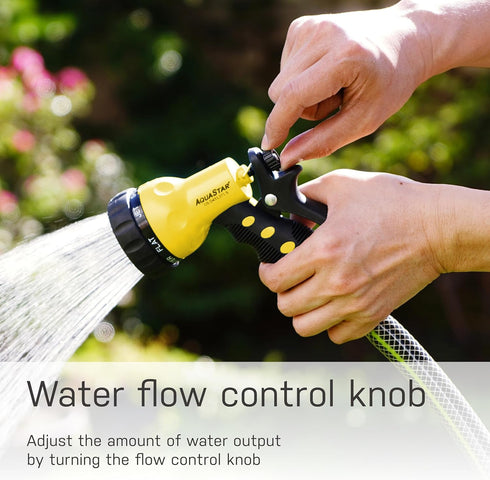 AQUASTAR 7-Pattern Rear Trigger Nozzle(Yellow), Spayer Nozzle, Hose Watering Nozzle, Lawns&Garden, Hose Nozzle Spryer, Adjustable 7 watering patte...