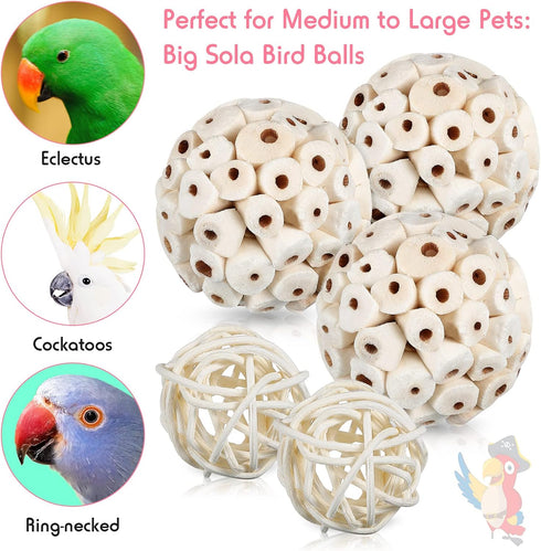 12 Pcs Bird Shreddable Toy 6 Natural Parrot Sola Balls Rattan Foraging Toys Chewing Accessories for Budgie Parakeet Cockatiel Orbs Crafts DIY Vase...