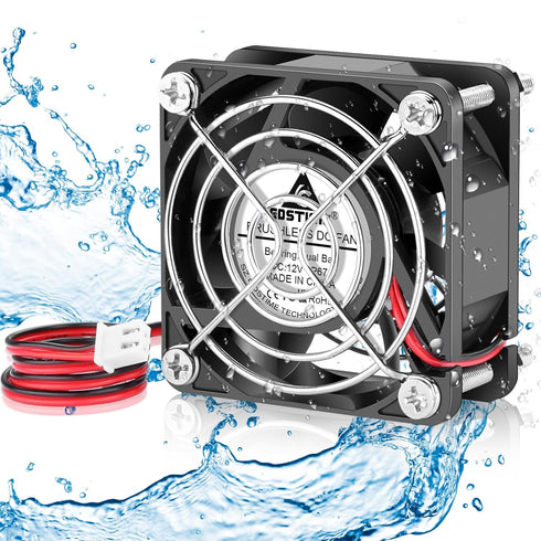 GDSTIME 60mm x 25mm 12V DC Waterproof IP67 Fan High Speed Dual Ball Bearing Small Brushless Cooling Fan for Solar Battery Box Server Ventilation...