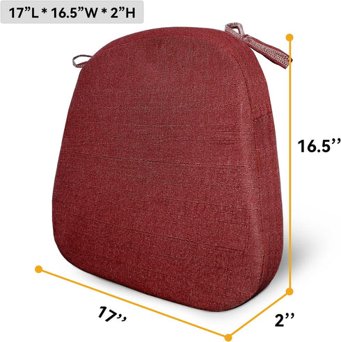 Chair Cushion with Ties for Dining Chairs Memory Foam Thick Kitchen Chair Pad 17" x 16.5" x 2"with Machine Washable Cover Seat with Zipper Indoor ...