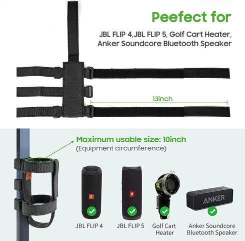 10L0L Adjustable Golf Cart Speaker Mount for Golf Cart Accessories, Upgrade Portable Speaker Holder with Strap for Bluetooth Wireless Speakers Fit...
