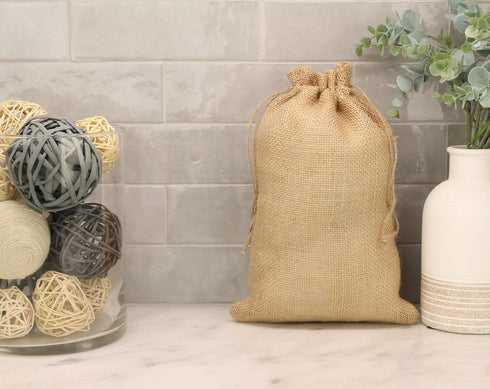 CleverDelights 8" x 12" Burlap Bags - 5 Pack - 8x12 Inch Jute Burlap Drawstring Sacks...