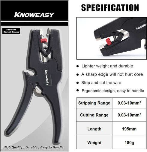 Wire Stripper, knoweasy Wire Stripper Tool with Cutter and 2 in 1 Wire Stripping Tool Works for Electronic,Electric,Automotive from 32 to 7 AWG...